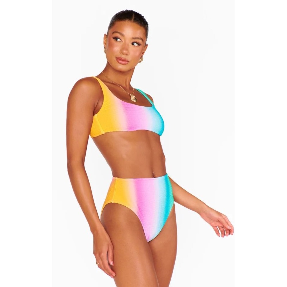 Show Me Your Mumu Palma Bikini Set Womens Medium Rainbow Ombre  High Waist